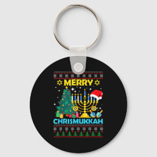 Merry Christmukkah Hanukkah Christmas Tree Xmas Fa Key Ring