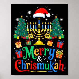Merry Christmukkah Hanukkah Christmas Tree Xmas Fa Poster