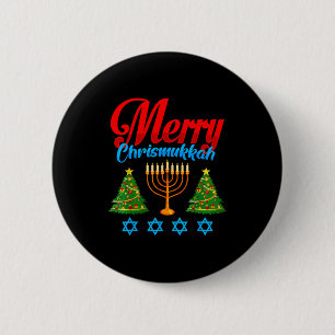 Merry Christmukkah Jewish Xmas Christmas Hanukkah  6 Cm Round Badge