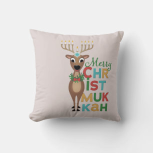 Merry Christmukkah Reindeer Cushion