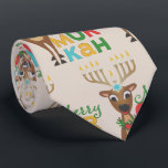 Merry Christmukkah Reindeer Tie<br><div class="desc">Christmas reindeer with a Hanukkah menorah for antlers with a Merry Christmukkah greeting.</div>