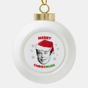 Merry Christmusk Ceramic Ball Christmas Ornament