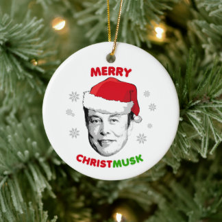 Merry Christmusk Ceramic Ornament