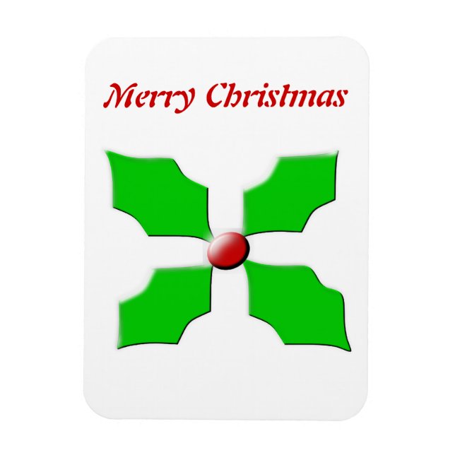 Merry Christrmas Holly Customisable Premium Magnet (Vertical)