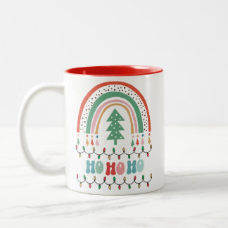 Merry chritmas hohoho rainbow Two-Tone coffee mug