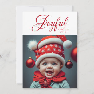 Merry classic Christmas photo red holiday greeting Card