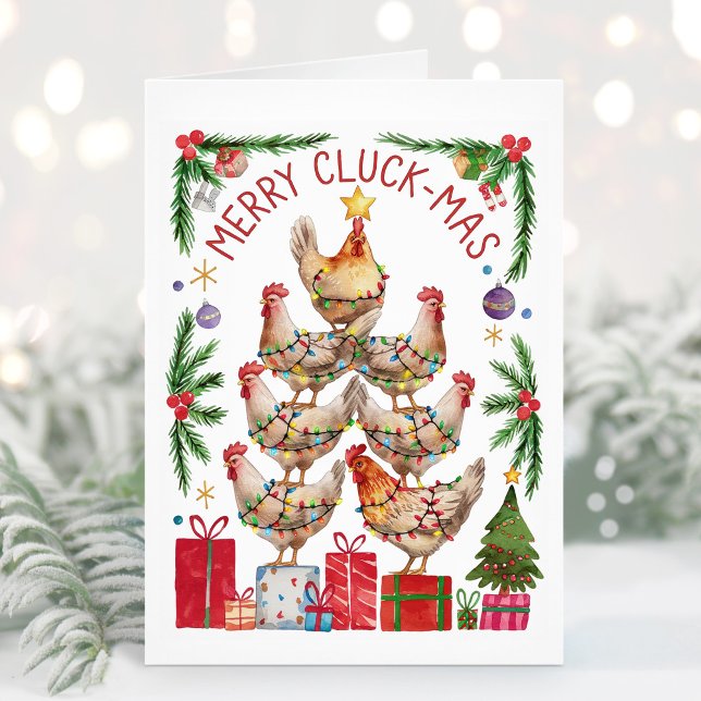 Merry Cluck-Mas Chicken Lover Christmas Card (Creator Uploaded)