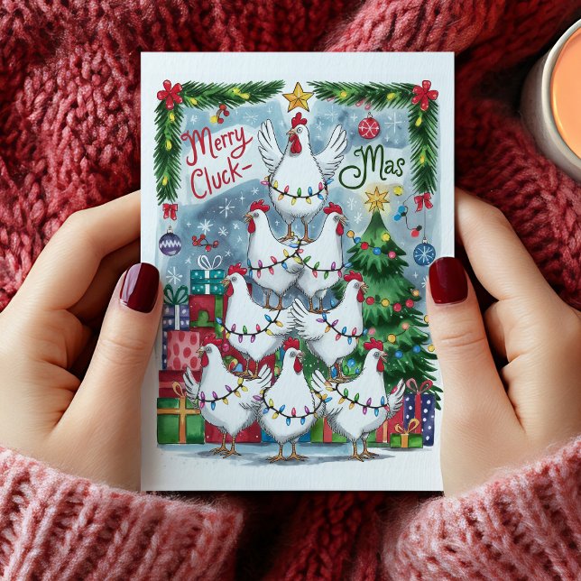 Merry Cluck-Mas Chickens Christmas Card (Merry Cluck-Mas Chickens Christmas Card)