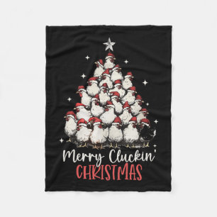 Merry Cluckin Christmas Funny Christmas Chickens F Fleece Blanket