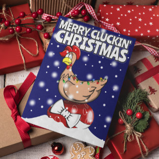 Merry Cluckin' Christmas Funny Festive Chicken Holiday Card