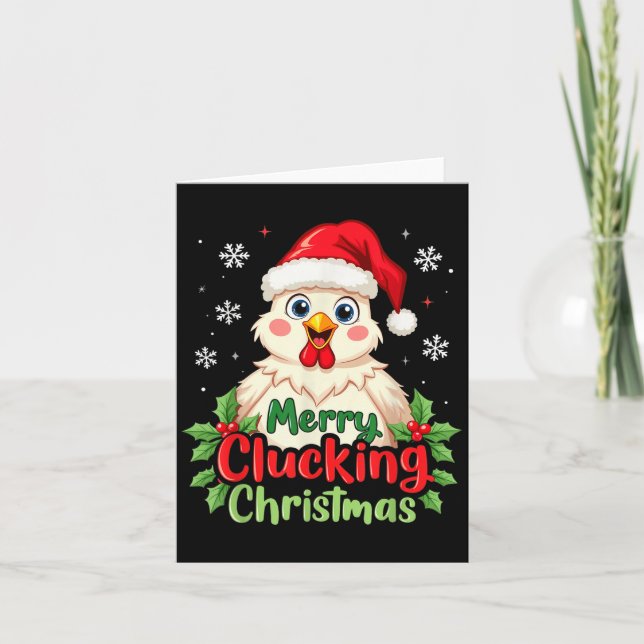 Merry Clucking Christmas Chicken  Card (Front)