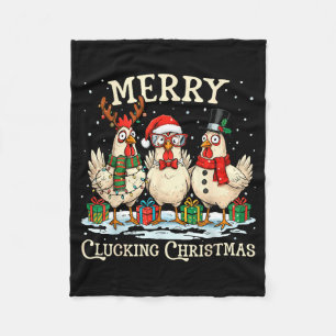Merry Clucking Christmas Chicken Farm Animal Xmas Fleece Blanket