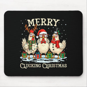 Merry Clucking Christmas Chicken Farm Animal Xmas  Mouse Pad