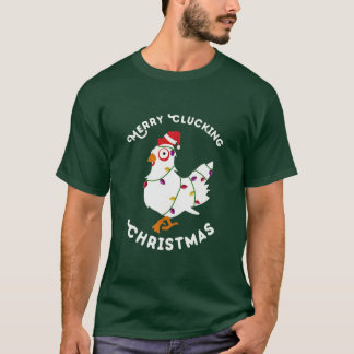 Merry Clucking Christmas Eve Pajama Funny Chicken  T-Shirt
