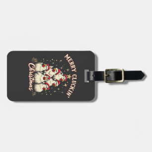 Merry Clucking Christmas Funny Chicken Roosters Luggage Tag