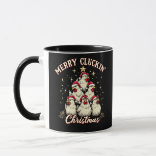 Merry Clucking Christmas Funny Chicken Roosters Mug