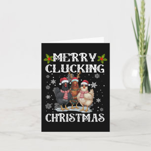 Merry Clucking Christmas Funny Chicken Santa Hat L Card