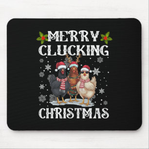 Merry Clucking Christmas Funny Chicken Santa Hat L Mouse Pad