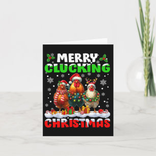 Merry Clucking Christmas Funny Chicken Santa Hat X Card
