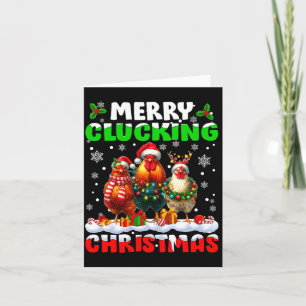 Merry Clucking Christmas Funny Chicken Santa Hat X Card