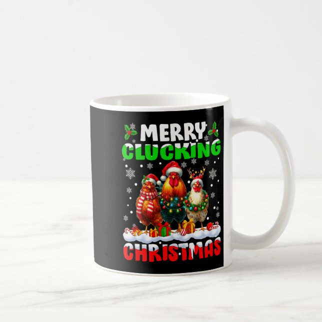 Merry Clucking Christmas Funny Chicken Santa Hat X Coffee Mug (Right)