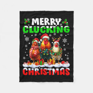 Merry Clucking Christmas Funny Chicken Santa Hat X Fleece Blanket