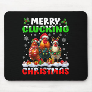 Merry Clucking Christmas Funny Chicken Santa Hat X Mouse Pad