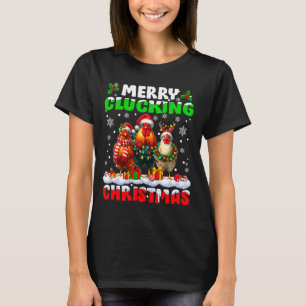 Merry Clucking Christmas Funny Chicken Santa Hat X T-Shirt