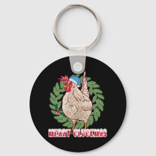 Merry Cluckmas - Christmas Chicken Key Ring