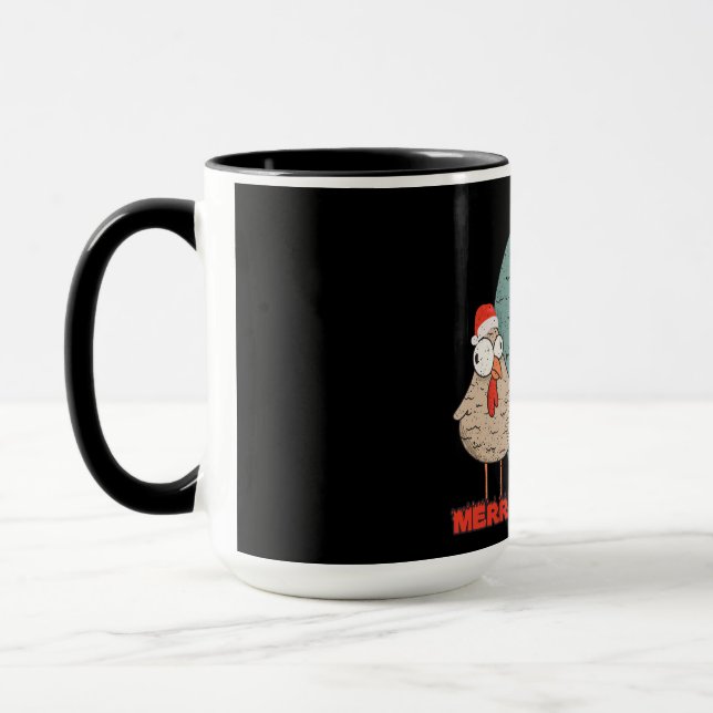 Merry Cluckmas - Crazy Christmas Chickens Mug (Left)