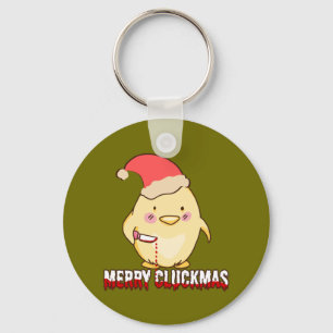 Merry Cluckmas, Funny Christmas Chicken Key Ring