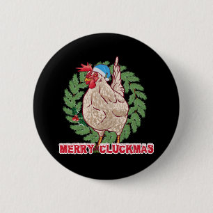 Merry Cluckmas - Funny Christmas Hen 6 Cm Round Badge
