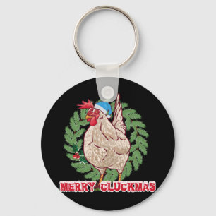 Merry Cluckmas - Funny Christmas Hen Key Ring