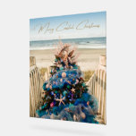 Merry Coastal Christmas Tropical Beach HolidayTree Acrylic Sign<br><div class="desc">Celebrate the holidays with this gorgeous coastal-themed Christmas acrylic sign. The design is a photo image of a stunning Christmas tree featured at the Orlando Museum of Art during the annual Festival of Trees exhibit. The beautiful holiday tree is adorned with coastal-inspired decorations including starfish, miniature mermaids, soothing pastel-coloured ornament...</div>