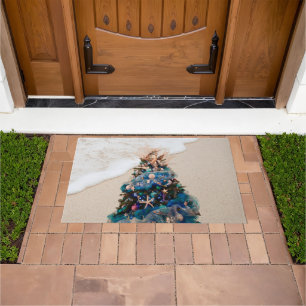 Merry Coastal Christmas Tropical Beach HolidayTree Doormat