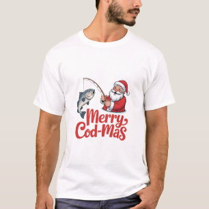 Merry Cod-Mas Christmas Santa Fishing  T-Shirt