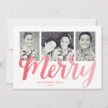Merry Collection Holiday Card<br><div class="desc">Send out your holiday greetings in style with this lovely 3-photo holiday card featuring hand lettered calligraphy artwork and watercolor.</div>