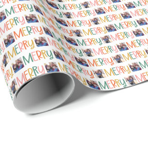Merry colourful Christmas photo fun Wrapping Paper