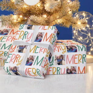 Merry colourful Christmas photo fun Wrapping Paper