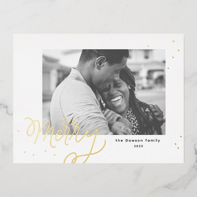 Merry Confetti Festive Photo Holiday Postcard (Front)