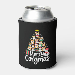 Merry Corgmas Christmas Corgi Dog Tree Snowman Can Cooler