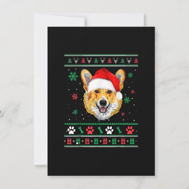 Merry Corgmas Christmas Ugly Xmas Corgi Santa Hat  Invitation (Front)