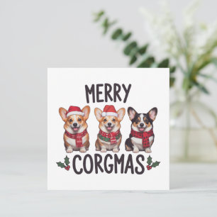 Merry Corgmas Santa Hat Christmas Corgi Dog Mom Holiday Card