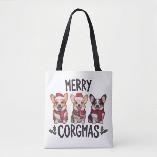 Merry Corgmas Santa Hat Christmas Corgi Dog Mom Tote Bag