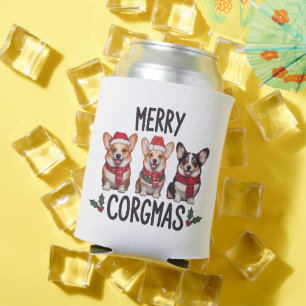 Merry Corgmas Santa Hat Christmas Corgi Dog Mum  Can Cooler