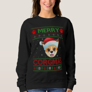 Merry Corgmas Santa Hat Matching Ugly Corgi Christ Sweatshirt