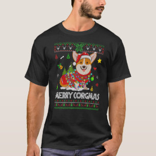 Merry Corgmas Ugly Christmas Corgi Dog With Santa T-Shirt