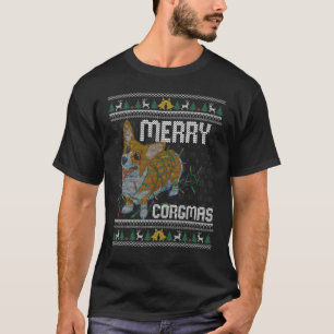 Merry Corgmas Ugly Christmas Light Corgi Dog Outfi T-Shirt
