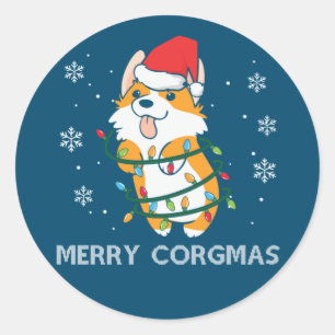 Merry Corgmas Xmas Pyjamas Corgi Christmas Nerdy Classic Round Sticker