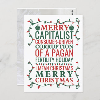Merry Corruption Of A Pagan Holiday, Santa Gift T Postcard